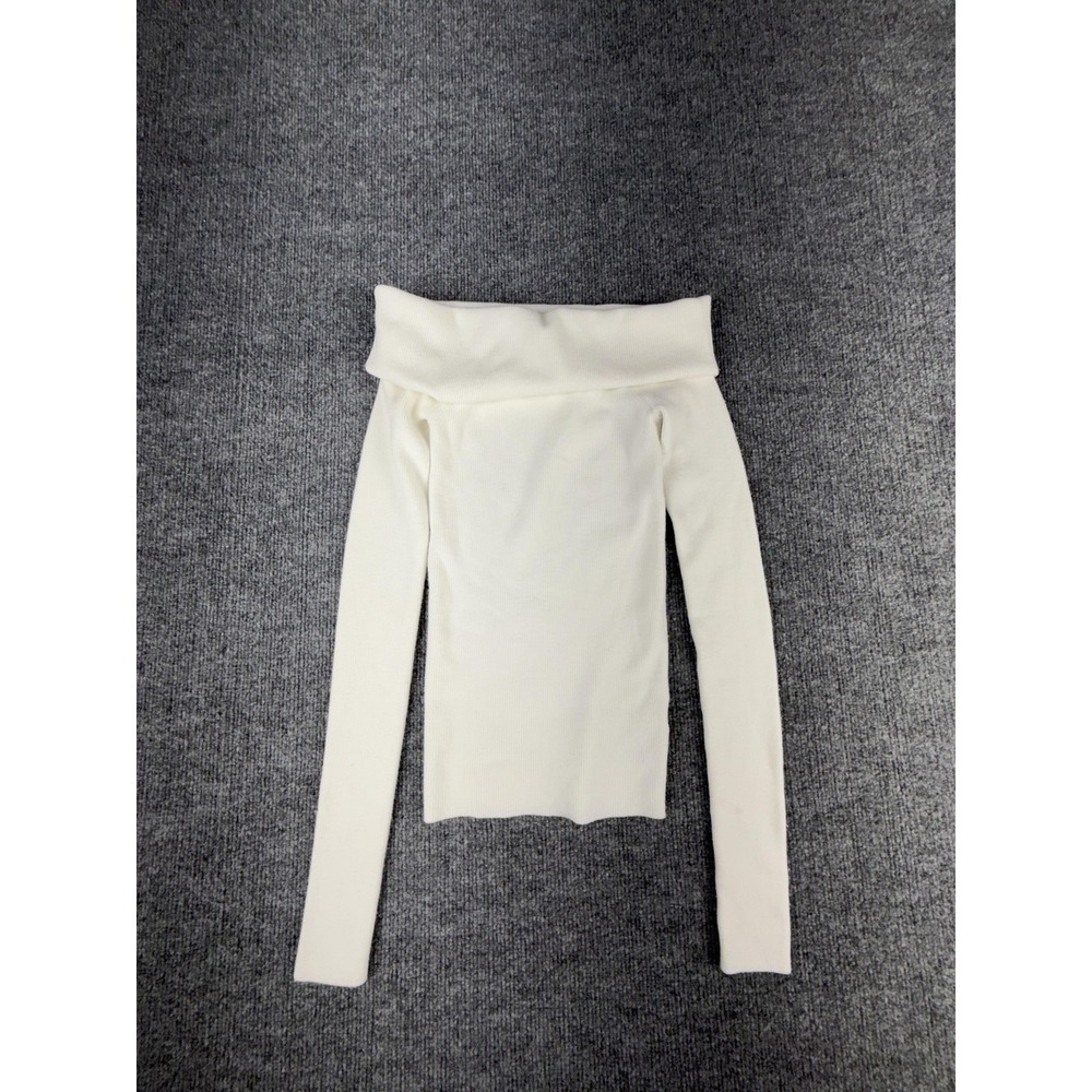 Wilfred‎ Sweater Womens 2XS White Boatneck Ribbed Knit Long Sleeve Slim Top